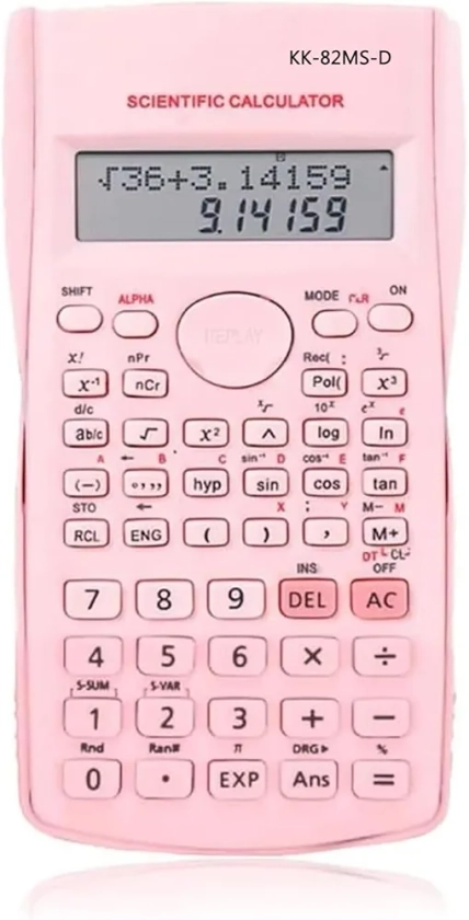 KK-82MS-D Portable Scientific Calculator Engineering Scientific Functional Calculator with 240 Functions Two-Line Display for Back to School Supplies Students Teachers Business Office Home(Pink)