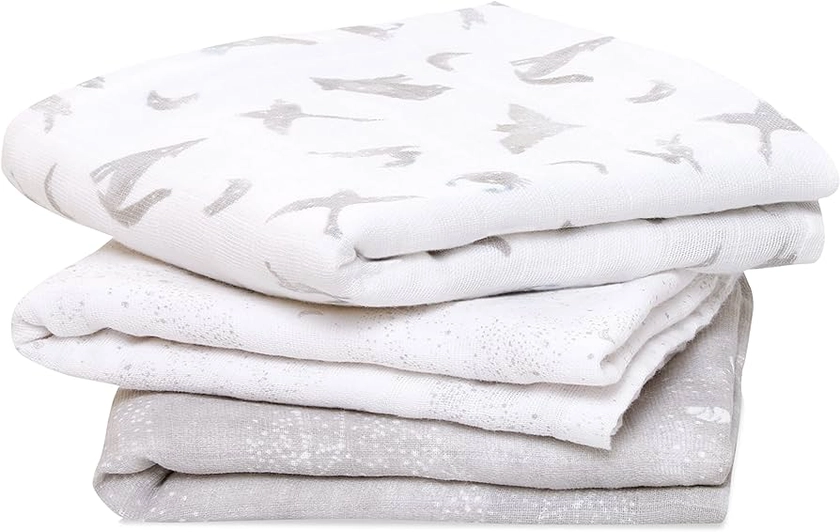 aden + anais Musy Squares - map the stars, Pack of 3 | Large 100% organic cotton muslin Muslin Cloth | Soft & Lightweight Unisex Baby Essentials | Cloths for Newborn Girls & Boys | Ideal