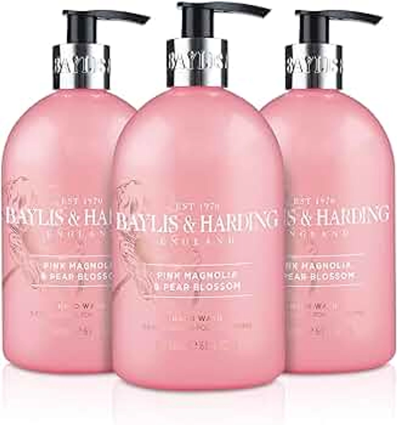 Baylis & Harding Pink Magnolia & Pear Blossom 16.9 Ounces Hand Wash,16.9 Ounce(Pack Of 3)