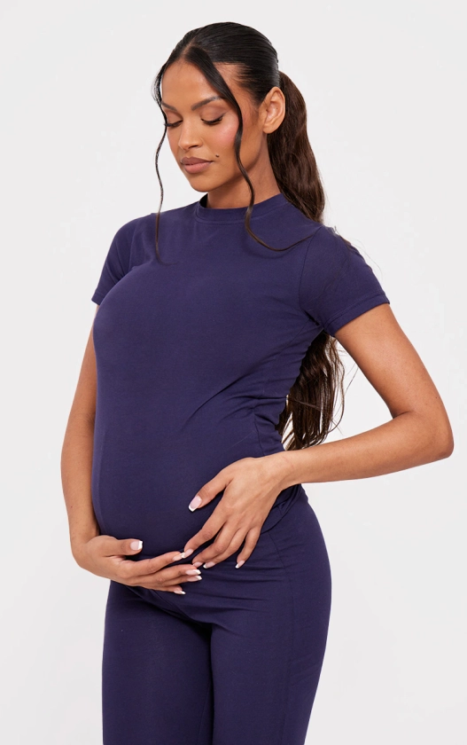 Maternity Navy Short Sleeve Top