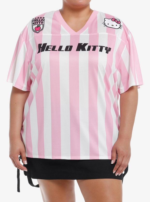 Hello Kitty Stripe Soccer Girls Jersey Top Plus Size