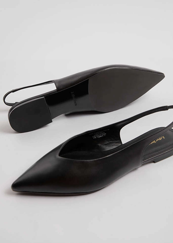 Chaussures plates en cuir pointues à bride arrière - Noir - Balletflats - & Other Stories FR