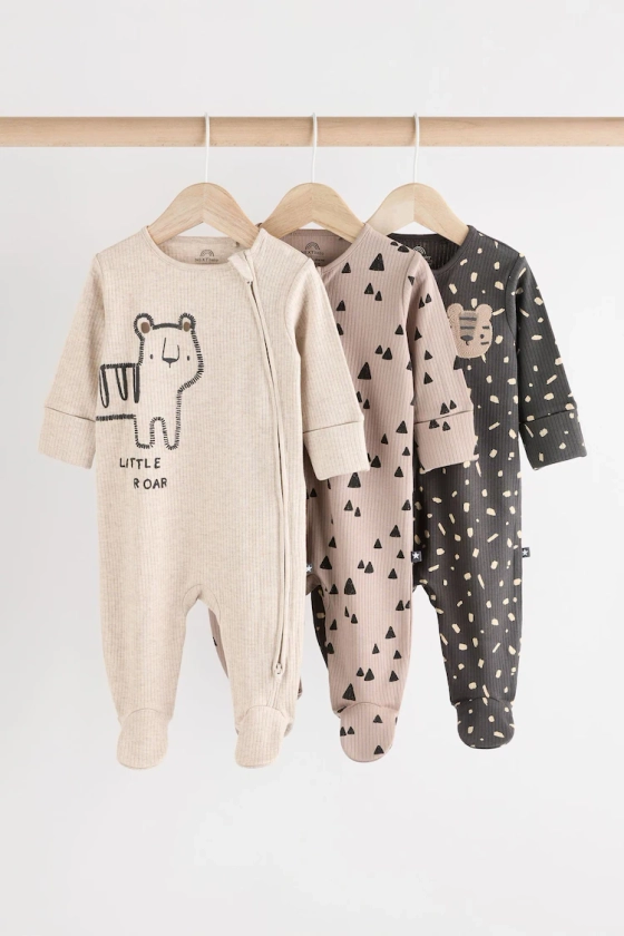 Buy monochrome - Combinaisons de nuit bébé 2 Way Zip 100% coton 3 Pack (0mths-2yrs) from Next France