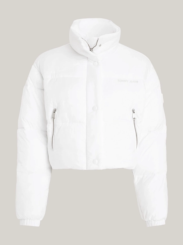 Logo Cropped Puffer Jacket | White | Tommy Hilfiger