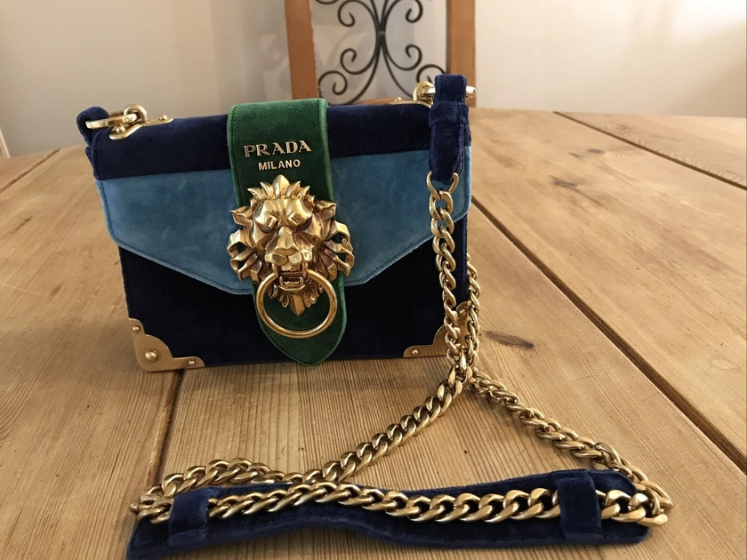 Prada Cahier Blue In Velvet Crossbody Bag