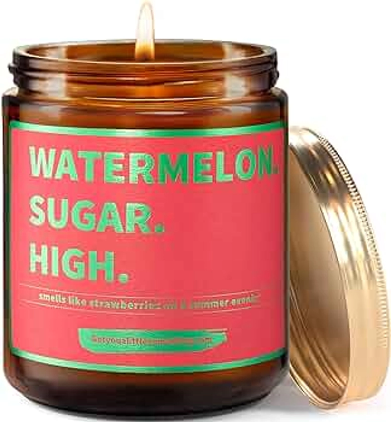 Watermelon Sugar High - Handmade Natural Soy Candle - Harry Styles Candle - Harry Merch - Harry S One Direction Present Idea Music Themed Gift for Fans