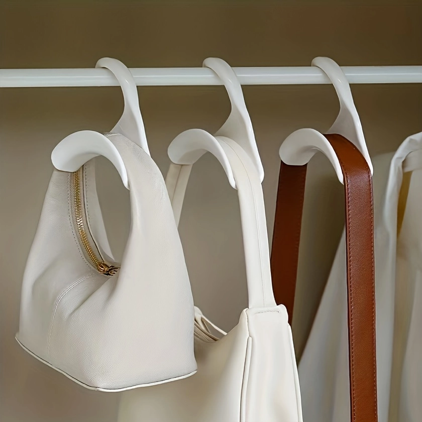 5PCS/Set Bag Purse Hanger Closet * For Closet, Handbag Hanger, White & Grey Storage Organizer For Backpacks, Clothes Or Handbag