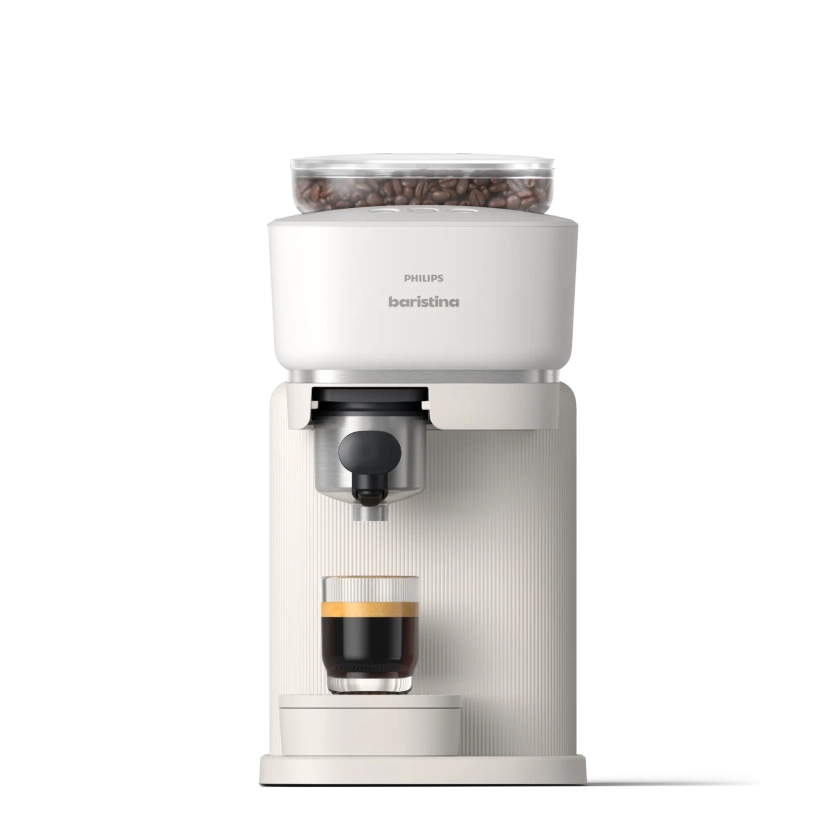 Baristina Espresso Machine Milky White, Black Portafilter