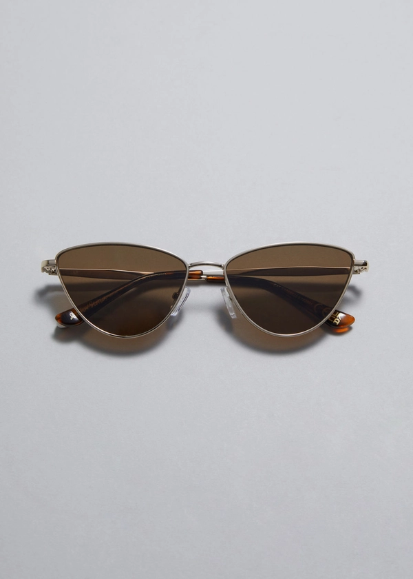 Lunettes de soleil yeux de chat monture métallique - Argenté - Sunglasses - & Other Stories FR