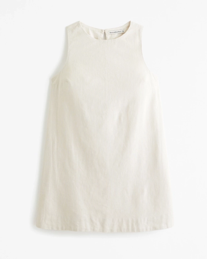Women's High-Neck Linen-Blend Mini Dress | Women's Dresses & Jumpsuits | Abercrombie.com