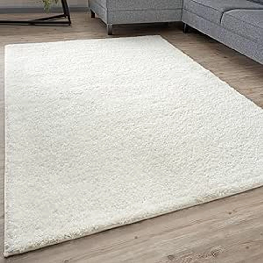 THE RUGS Living Room Rug - Shaggy Soft And Elegant Carpets For The Bedrooms And Kitchen, Easy To Clean, Many Different Sizes (60x110 cm, White) : Amazon.co.uk: Home & Kitchen