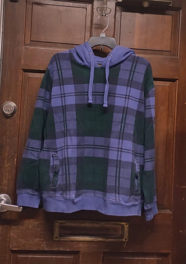 Bespoke Purple Plaid Pullover Hoodie Sweatshirt Men&#039;s Size 2XL No Size Tag