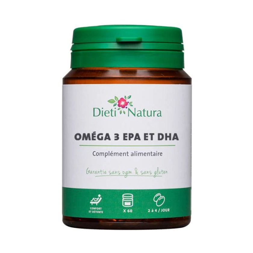 Oméga 3 EPA et DHA 60 et 200 Capsules - Coeur | Dieti-Natura