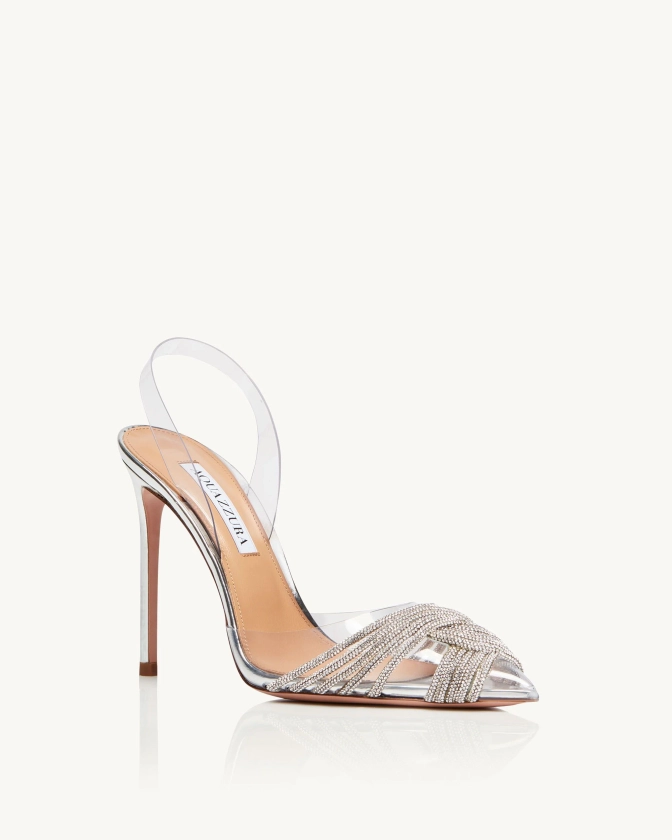 Gatsby Plexi Sling 105 argent Aquazzura@ Official