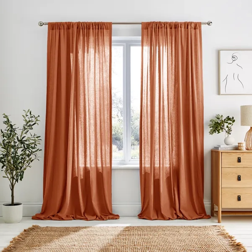 Cotton Linen Slot Top Voile Curtains