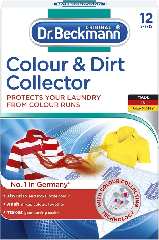 Dr Beckmann Colour & Dirt Collector Advanced | For Long Lasting Colour Protection Of Laundry | With Microfibre & Colour-Collecting Molecules | 12 Colour Catcher Sheets For Washing Machine, 30 G : Amazon.in: Health & Personal Care