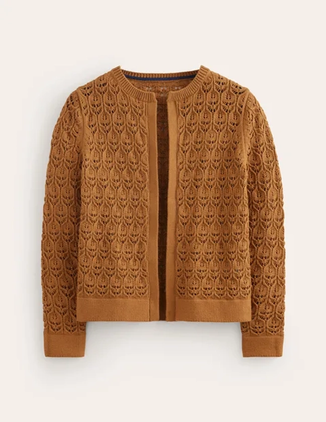 Crochet Knit Cardigan - Gingerbread Brown