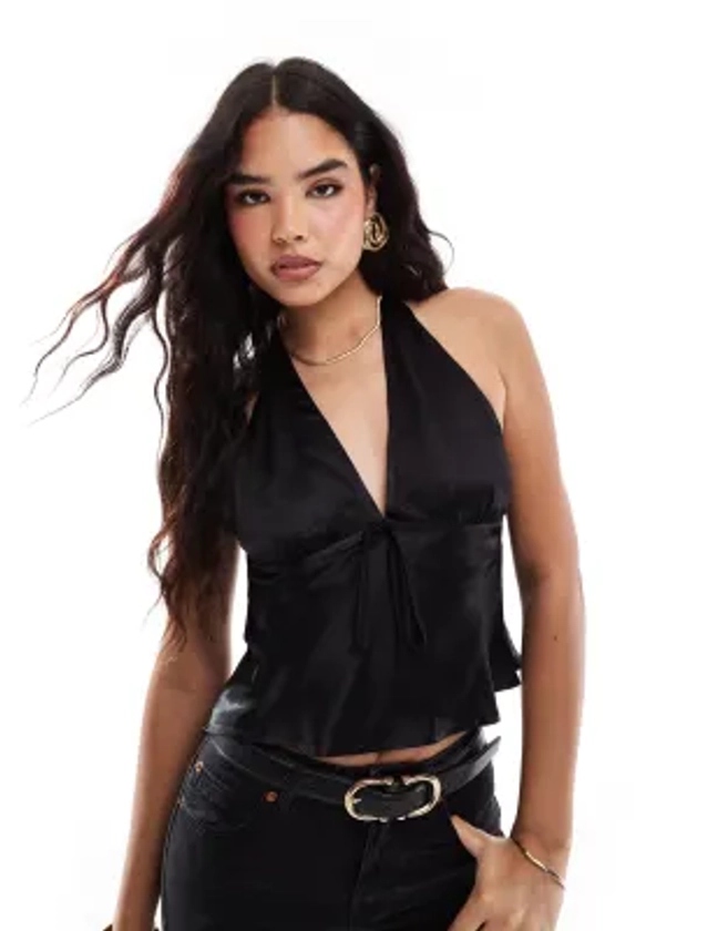 ASOS DESIGN - Top en satin à dos nu - Noir | ASOS