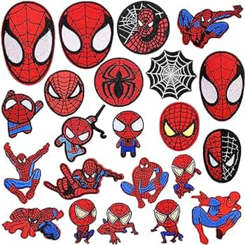 22-Pack Superhero Themed Sewn or Ironed Patches Decals Set for Clothing Jeans,Jackets,Dresses,Shoes,Hats,Handbags,Backpacks Embroidered Patches Sticker Set (22PCS-B)