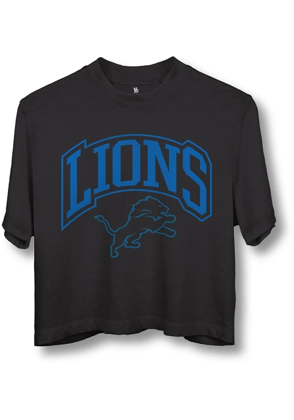 Junk Food Clothing Detroit Lions Womens Black Mock Neck Short Sleeve T-Shirt