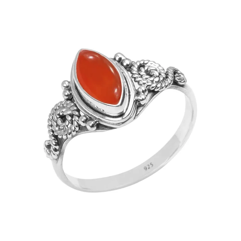 Carnelian Stone Ring, 925 Sterling Silver Ring Statement Ring For Women - Girls, 5X10mm Natural Marquise Shape Gemstone Ring, Christmas Gifts, Gemstone Ring Size US 10 Handmade Ring