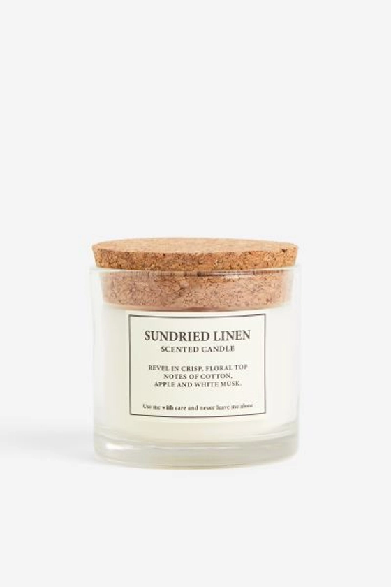 Geurkaars met kurken deksel - Wit/Sundried Linen - HOME | H&M NL