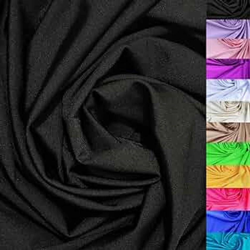1-Yard Nylon Spandex Fabric for Activewear|4 Way Stretch Fabric|Nylon Fabric by The Yard|Dancewear Fabric| Yoga Fabric|Tricot Fabric for Sportswear|Shiny Black Stretch Fabric