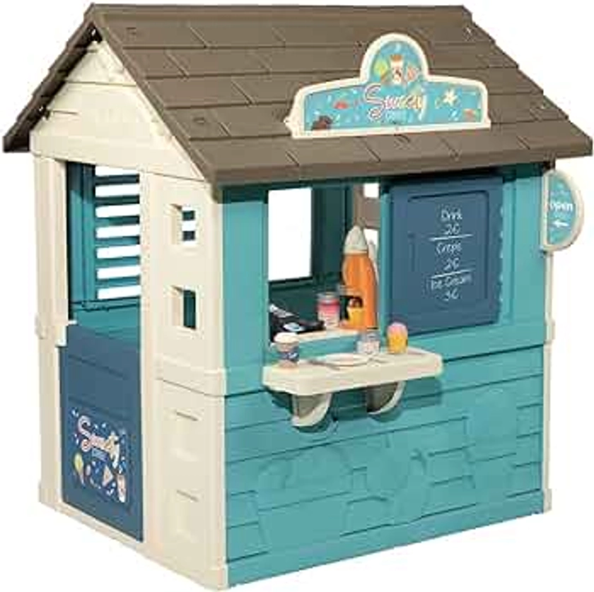 Smoby - Maison Sweety Corner - Cabane de Jardin Enfant - Thème Goûter - Machine à Glaces - 18 Accessoires - 810718