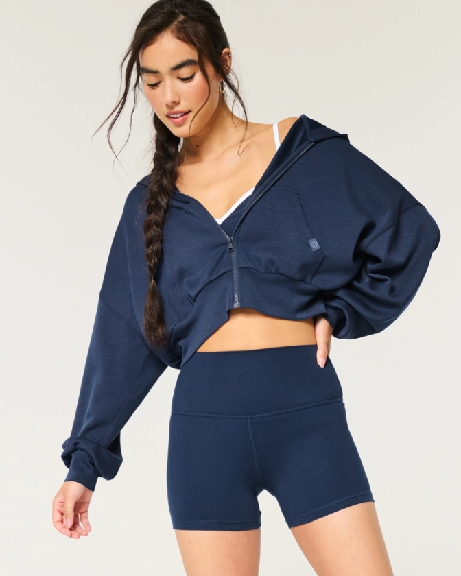 Women's Gilly Hicks Active Cooldown Crop Zip-Up Hoodie | Women's Activewear | HollisterCo.com