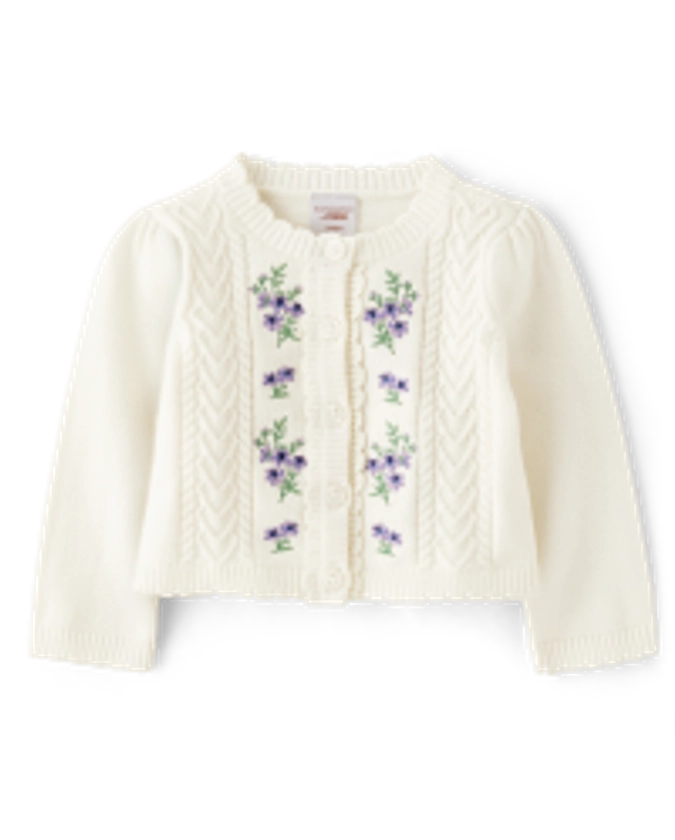 Baby Girls Long Sleeve Floral Cable Knit Sweater Cardigan - Homegrown by Gymboree | Gymboree - BUNNYS TAIL