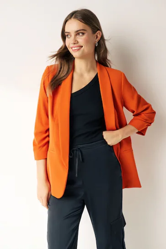Buy Orange Relaxed Ruched Sleeve Blazer from the Next UK online shop