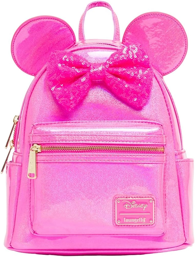 Loungefly Disney Minnie Mouse Glitter Sparkle Womens Double Strap Shoulder Bag Purse