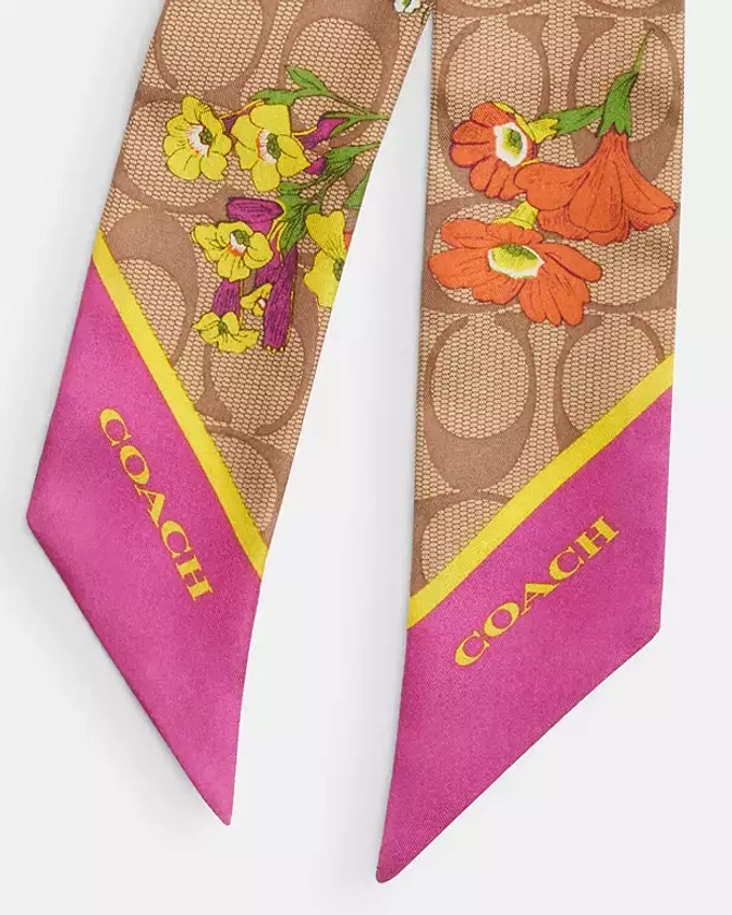 COACH® | Signature Floral Print Silk Skinny Scarf