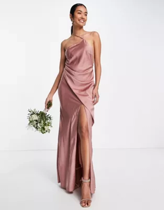 ASOS DESIGN - L'invitée - Robe longue en satin à dos nu et corsage drapé | ASOS