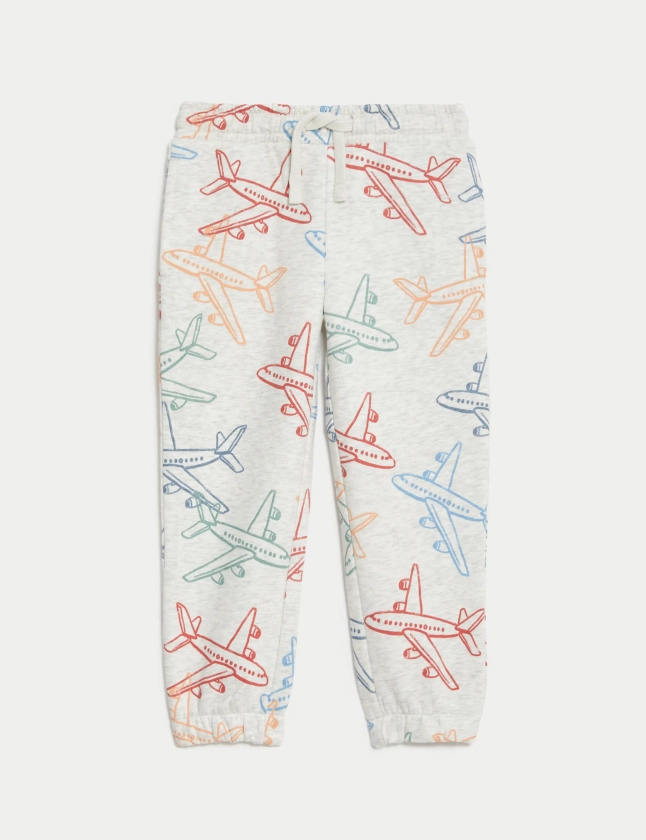 Cotton Rich Aeroplane Print Joggers (2-8 Yrs) | M&S Collection | M&S