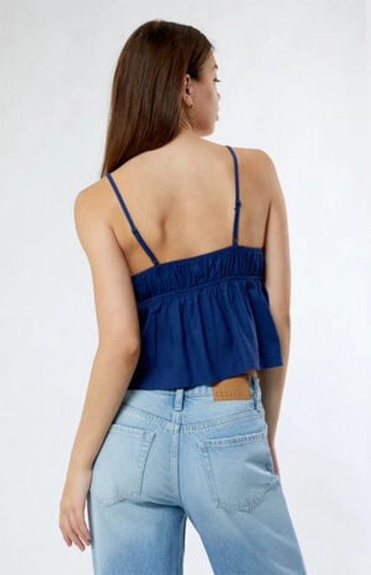 LA Hearts Linen V-Neck Babydoll Tank Top | PacSun