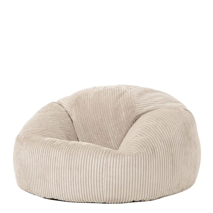 Pouf velours côtelé beige galet