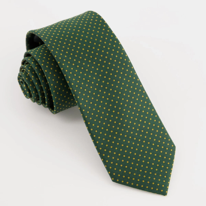 Micro Pin Dot Hunter Green Tie | Silk Ties | Tie Bar