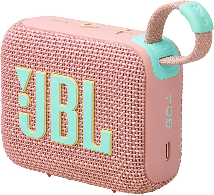 JBL GO 4 Ultra-Portable Bluetooth Speaker with Big Pro Sound and Punchy Bass, PlaytimeBoost, Waterproof Design and 7-Hour Playtime, Pink