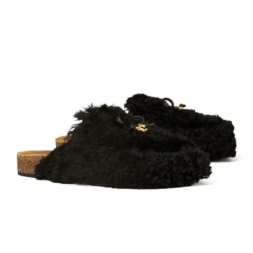 TORY BURCH TORY CHARM MAMMOUTH SHEARLING MULES