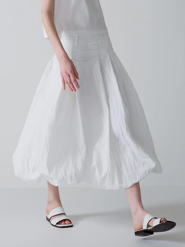 Volume Nylon Skirt_Off White