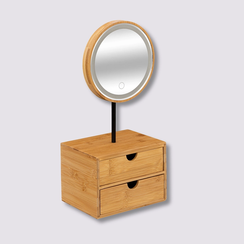 Miroir organiseur à led 16 cm - Bambou | 5five