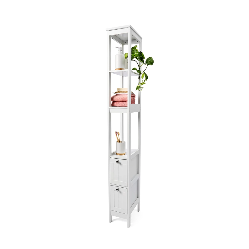 Panelled Slim 5 Tier Unit - White