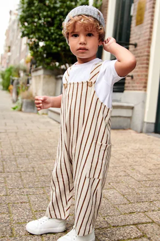 Buy Tan Brown Striped Dungarees Set (3mths-7yrs) from the Next UK online shop
