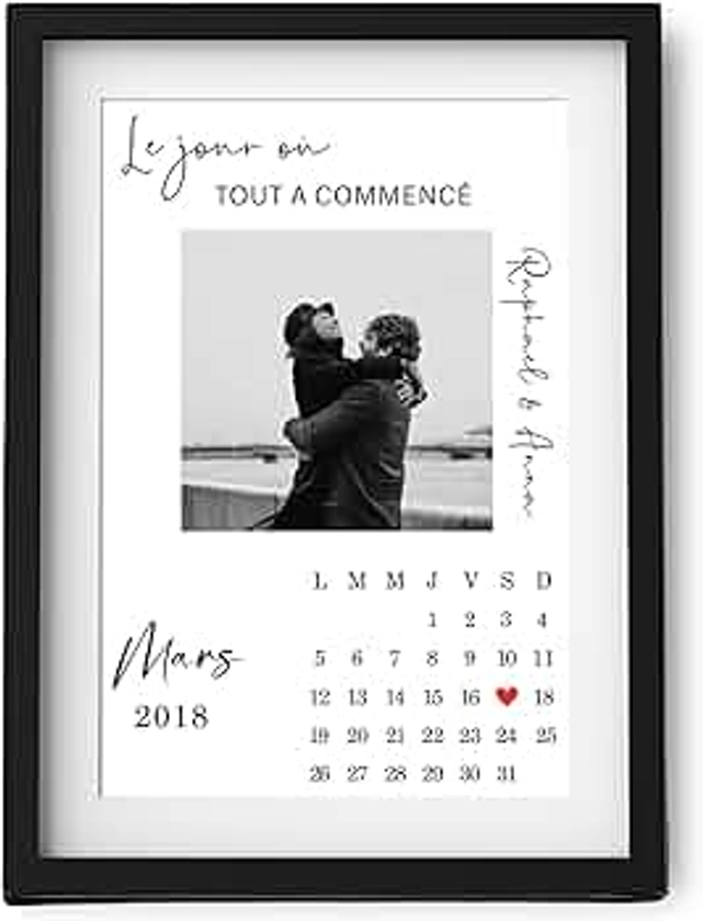 Affiche Couple Personnalisée Date De Rencontre Couple Amoureux (sans Cadre) - Anniversaire Idée Cadeau Personnalisé Couple Saint Valentin Noel