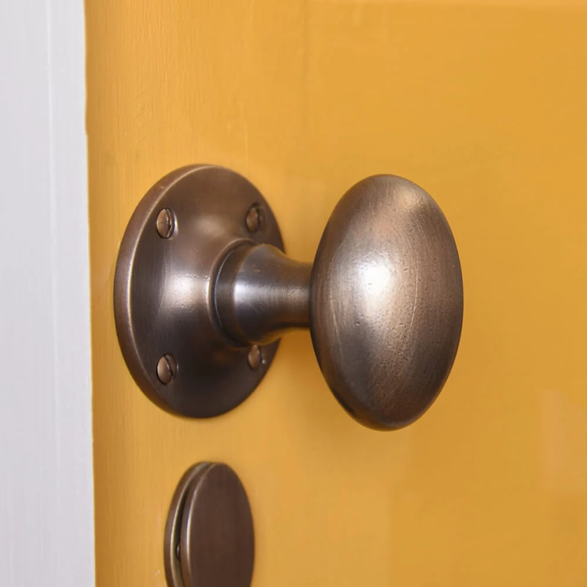 Distressed Antique Brass Oval Door Knobs