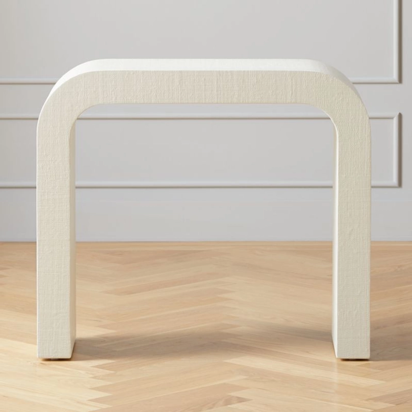 Horseshoe 36" Ivory Lacquered Linen Console Table + Reviews | CB2