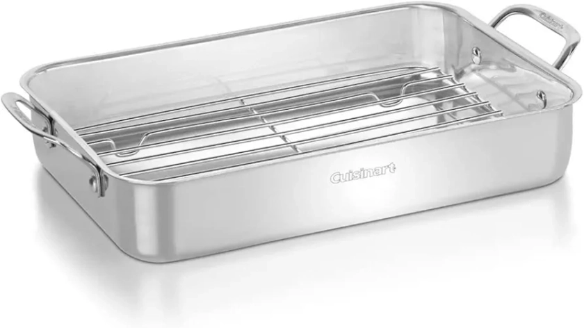 Cuisinart 7117-14RR 14-Inch Chef's-Classic Cookware-Collection, Lasagna Pan w/Stainless Roasting Rack, Stainless Steel