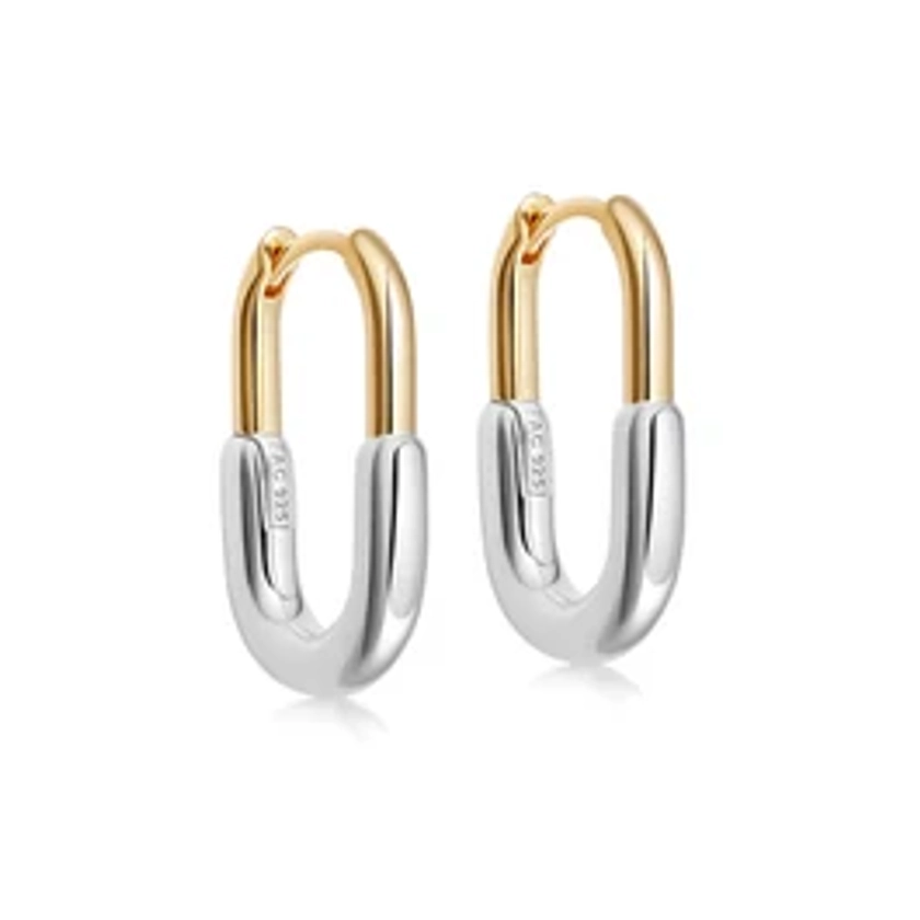 Gold and Silver Celestial U-Shape Hoop Earrings