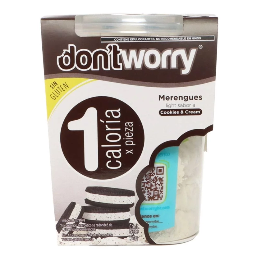 Merengues Don't Worry light sabor a cookies and cream 54 g